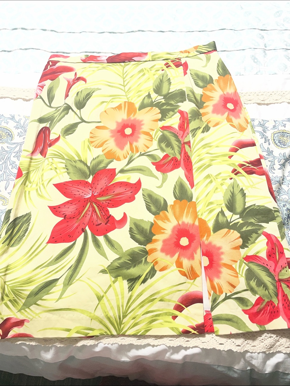 Patchington Yellow Swim Sarong with Red & Orange Floral Print